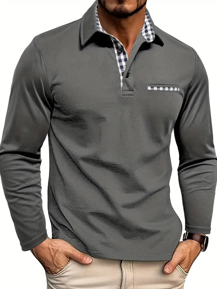 Henri | Long Sleeve Polo Shirt with Tailored Sturdy Build for Men