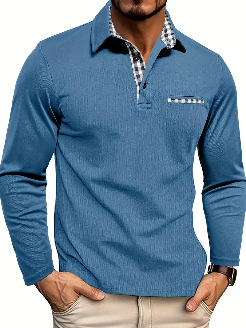 Henri | Long Sleeve Polo Shirt with Tailored Sturdy Build for Men
