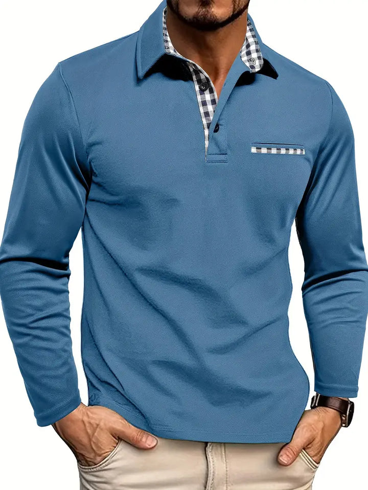 Henri | Long Sleeve Polo Shirt with Tailored Sturdy Build for Men
