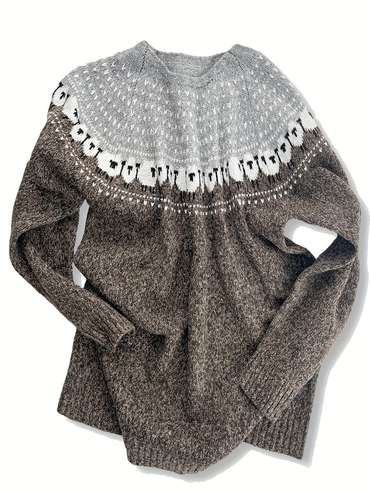 Rosamund | Thick Knit Winter Sweater with Jacquard Pattern for Women