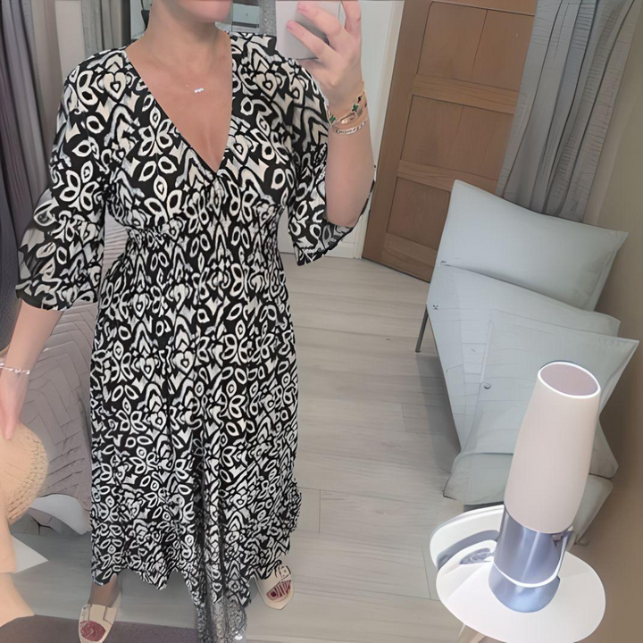 Malina - Summer Flare Sleeve Long Beach Dress