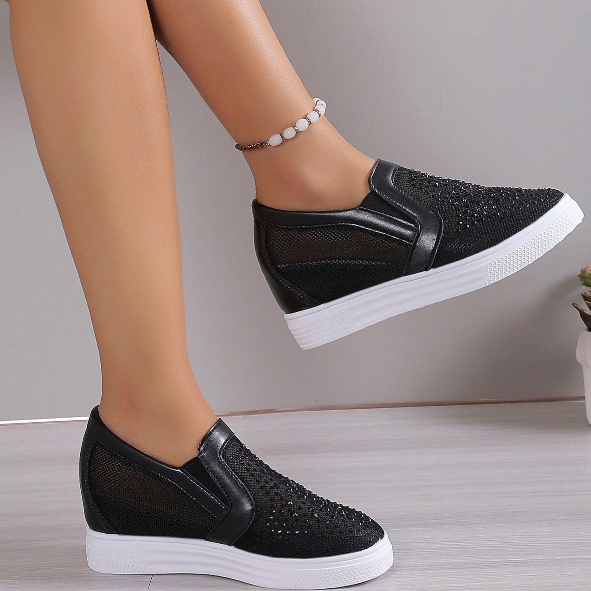 Women's Sneakers With White Crystals