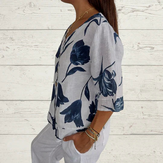Thelma - Printed V-Neck Tunic Top