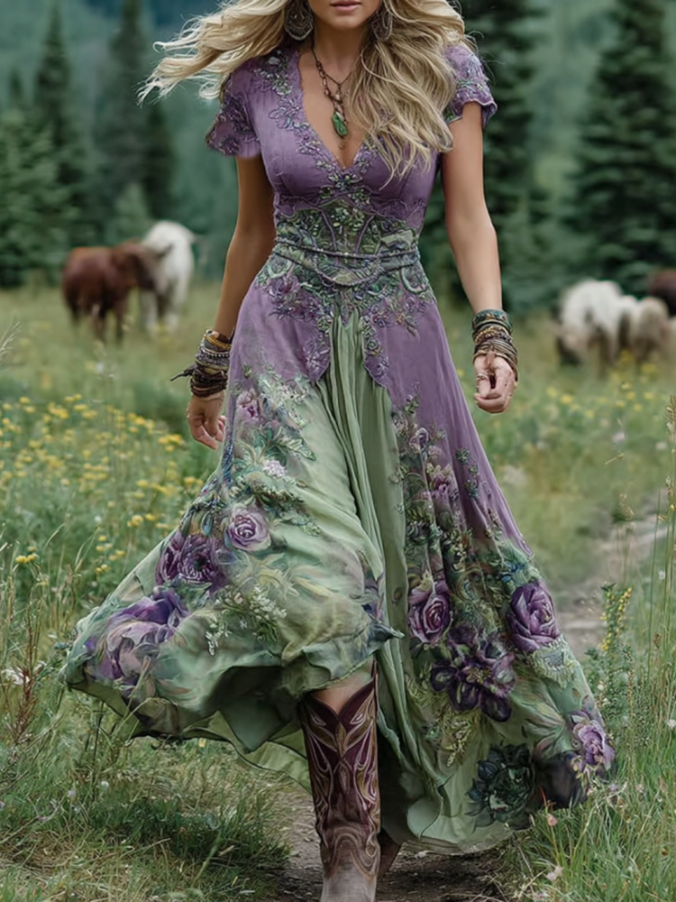 Mavis™ – Elegant Floral Maxi Dress