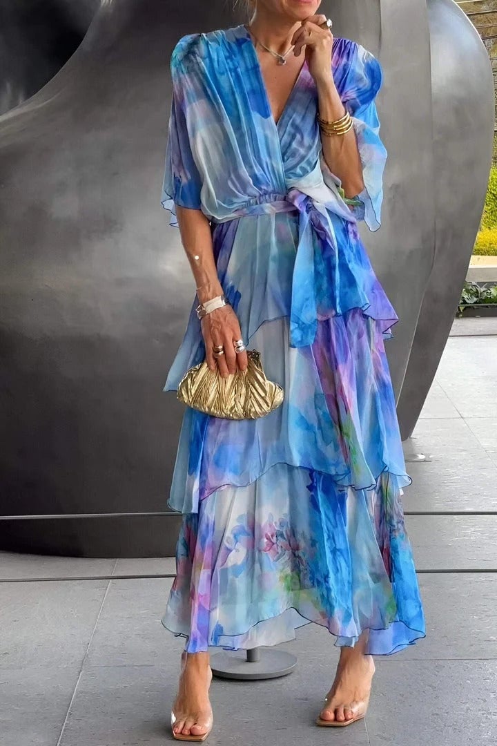 Nysa - Spring Floral Tiered Chiffon Dress