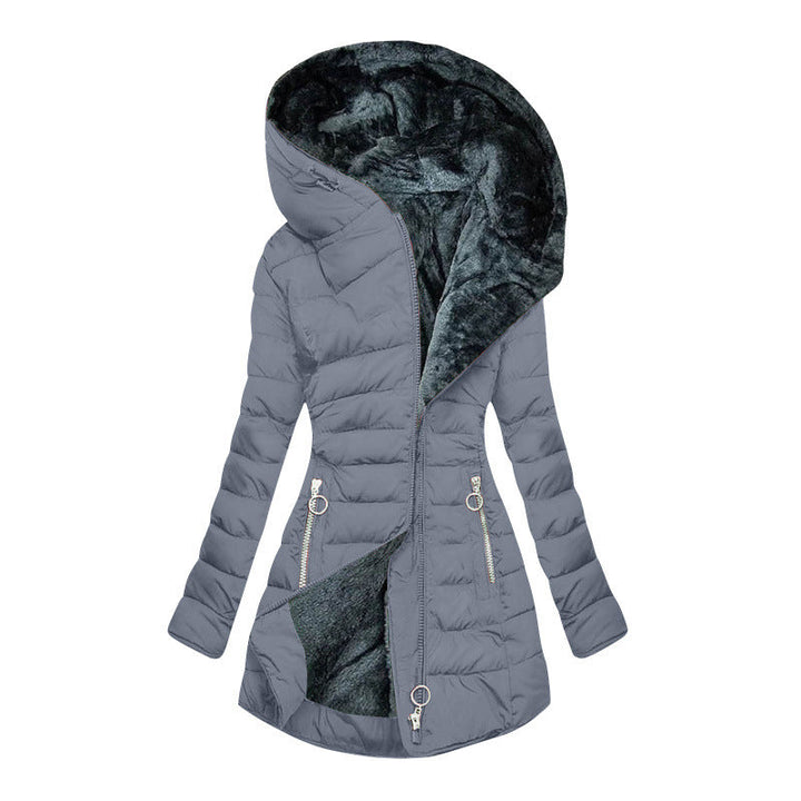 Madison | Hooded City Puffer Coat with Structured Mid Length for Women