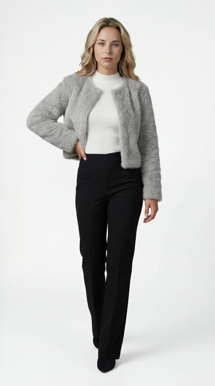 Cordelia | Cropped Faux Fur Shrug Jacket with Open Front for Women