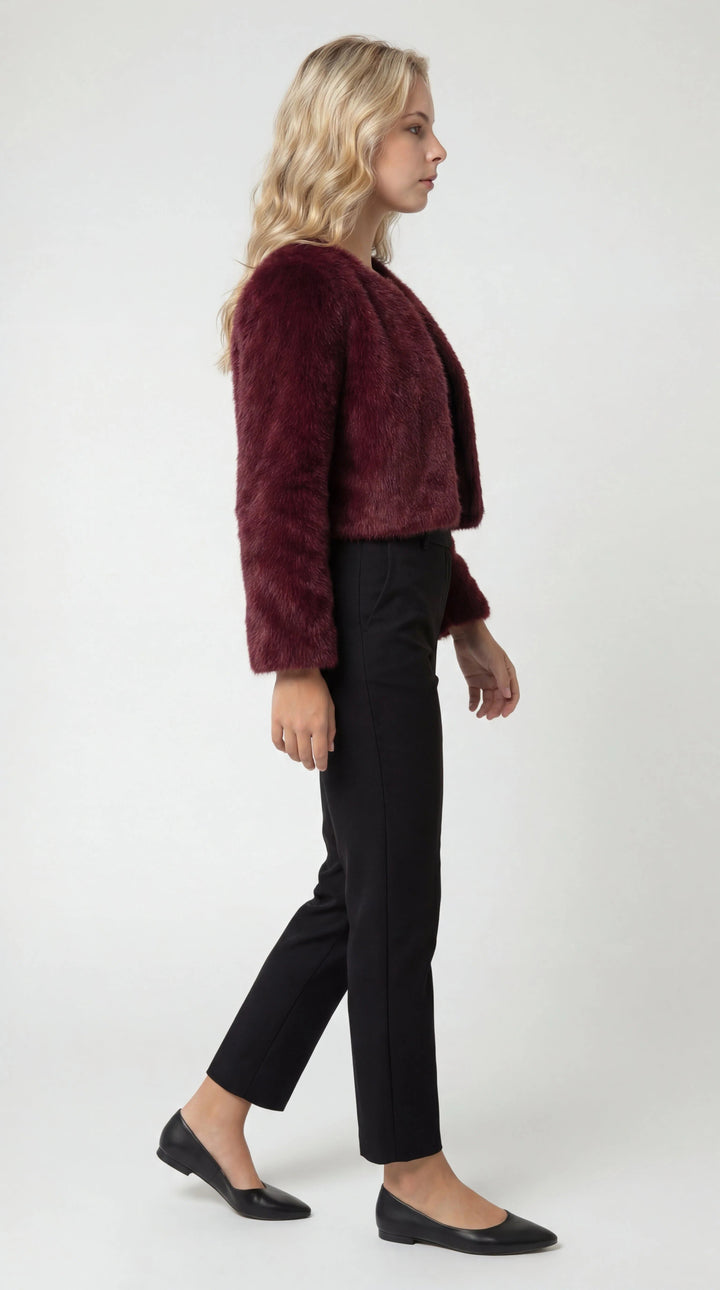 Cordelia | Cropped Faux Fur Shrug Jacket with Open Front for Women