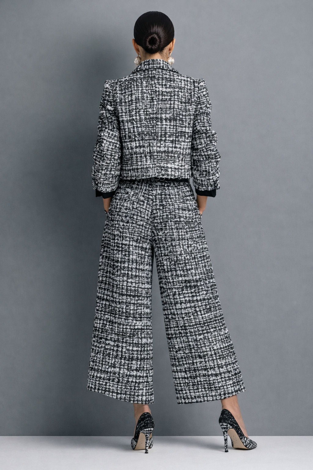Lucia | Cropped Jacket and High Waisted Wide Leg Set for Women