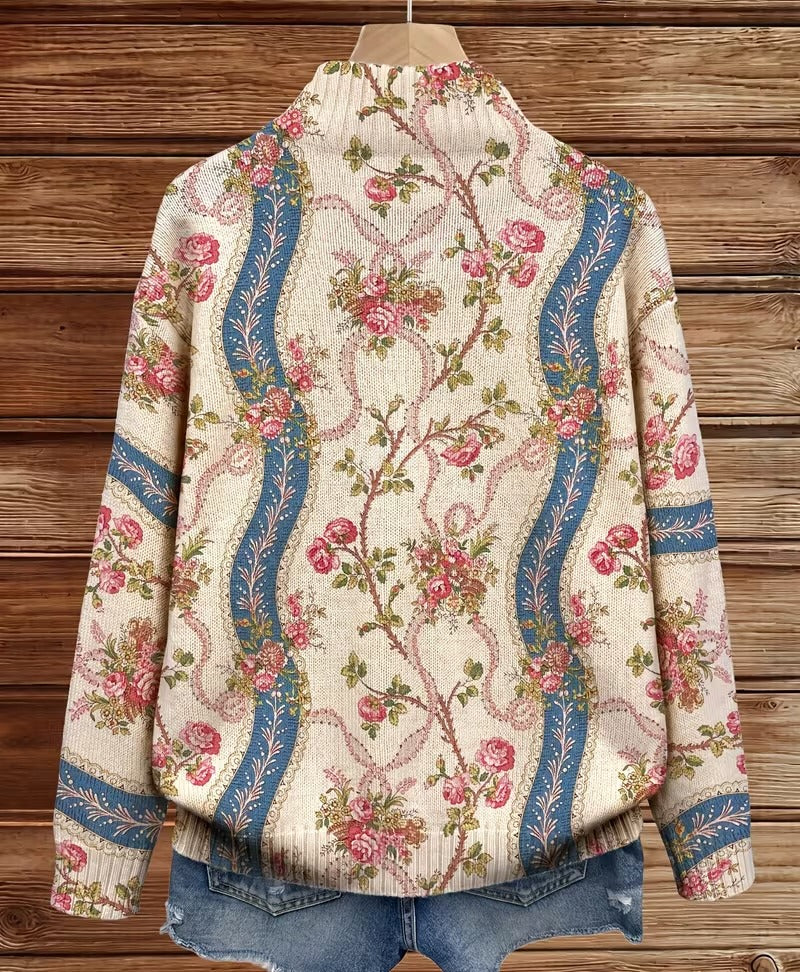 Eulalia | Climbing Rose Ribbon Zip Cardigan