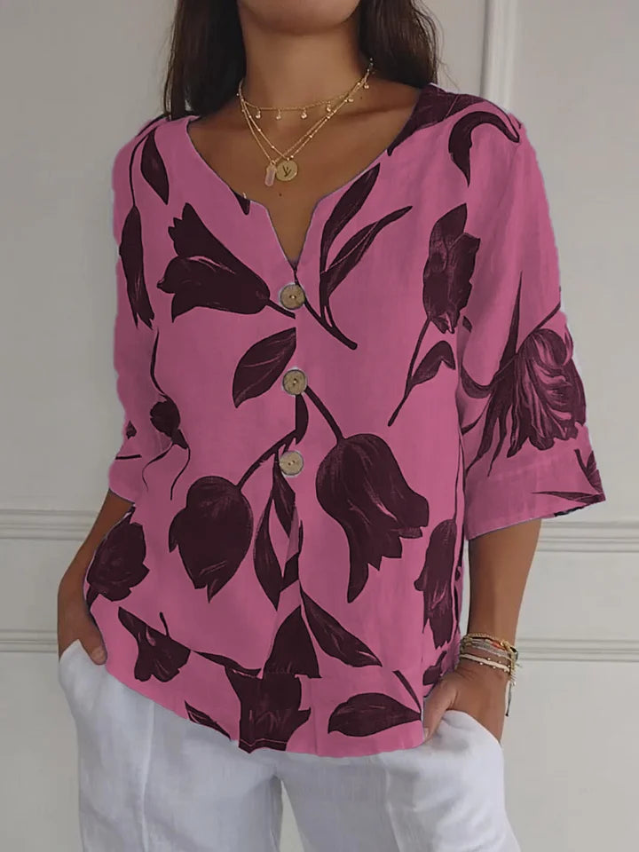 Thelma - Printed V-Neck Tunic Top