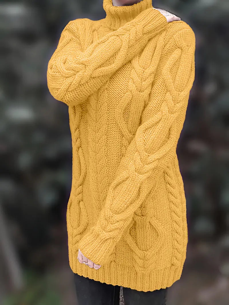 Valéria | Long Winter Cable-Knit Sweater