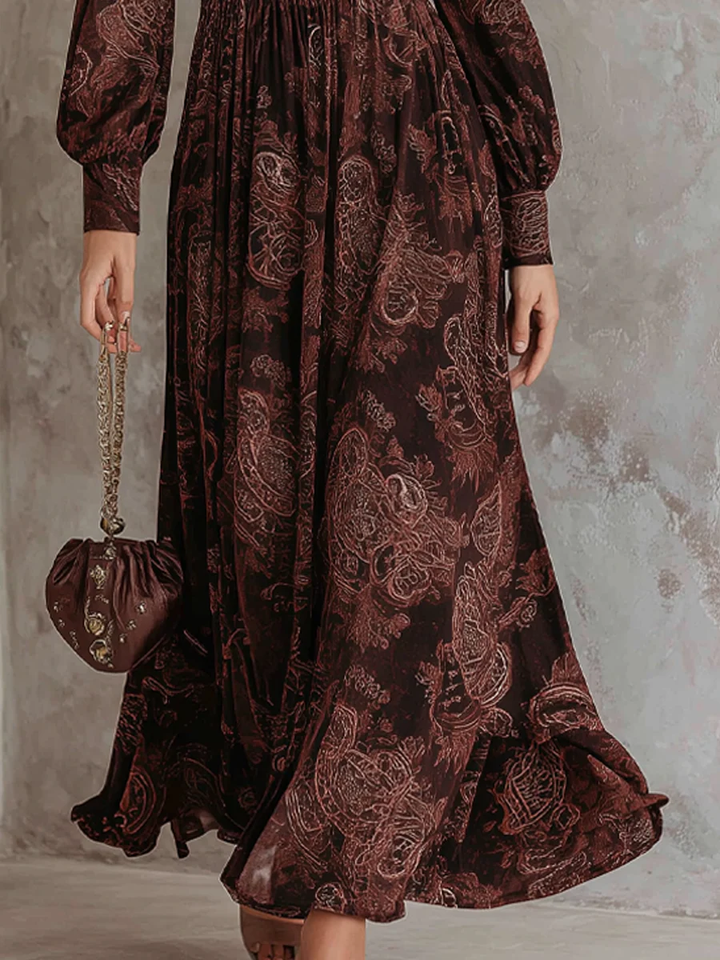 Marlene - Paisley Midi Dress With Zip Neck