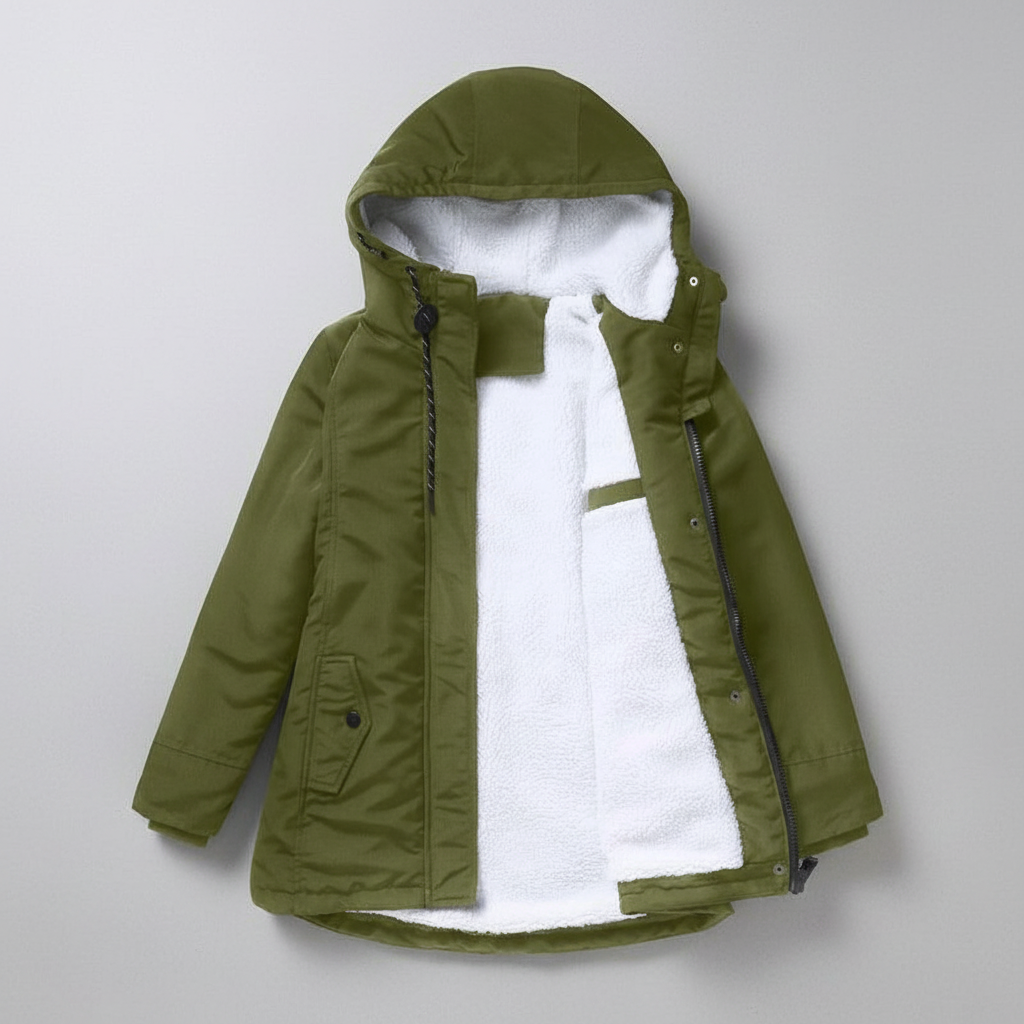 Anne | Thick Winter Coat with Hood and Quilted Lining for Women