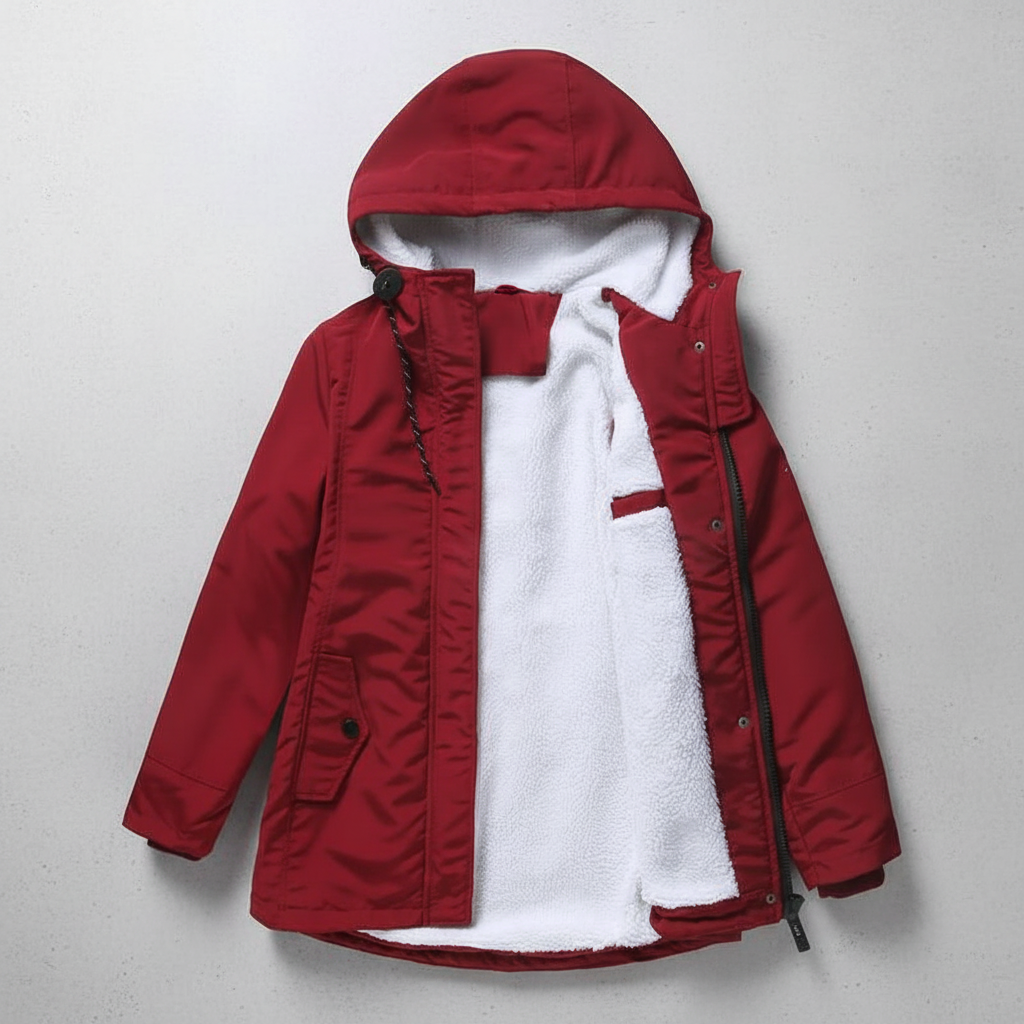 Anne | Thick Winter Coat with Hood and Quilted Lining for Women