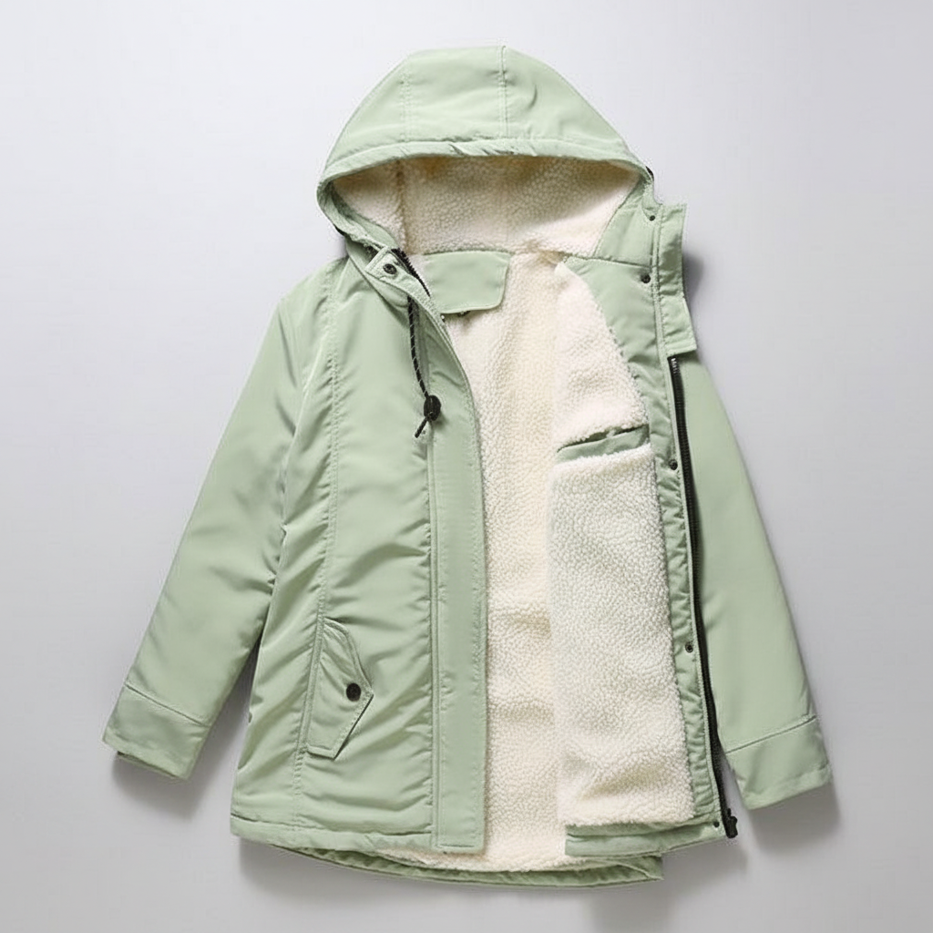 Anne | Thick Winter Coat with Hood and Quilted Lining for Women
