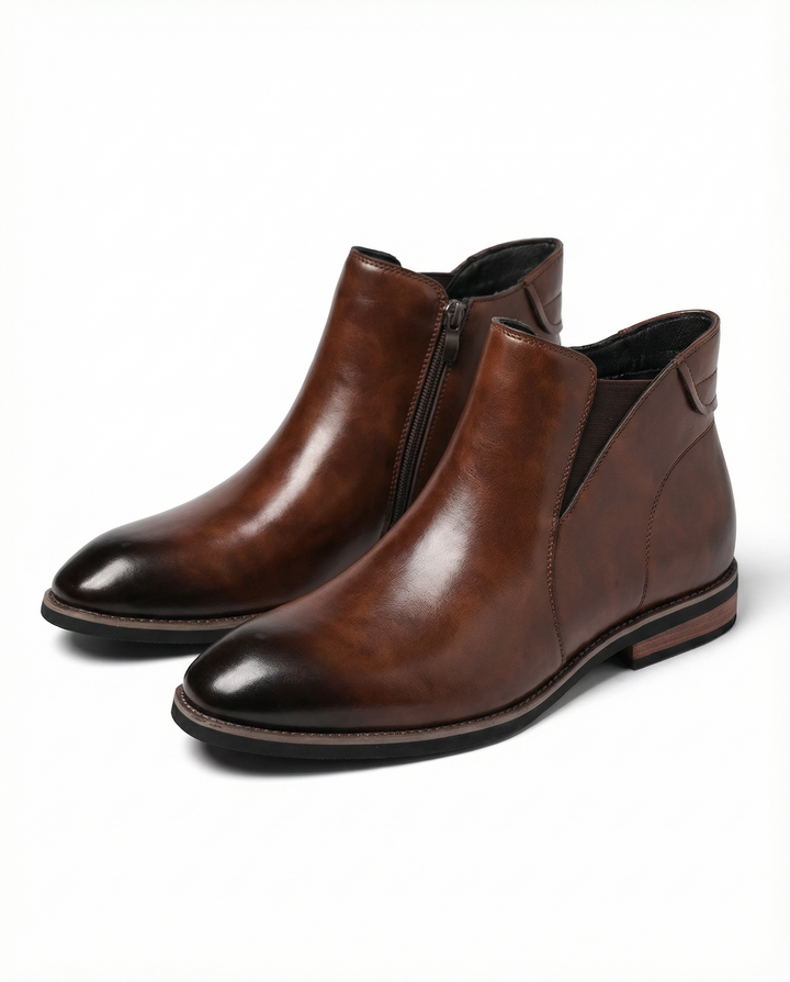 Gideon | Leather Chelsea Boots with Side Zip and Clean Profile for Men