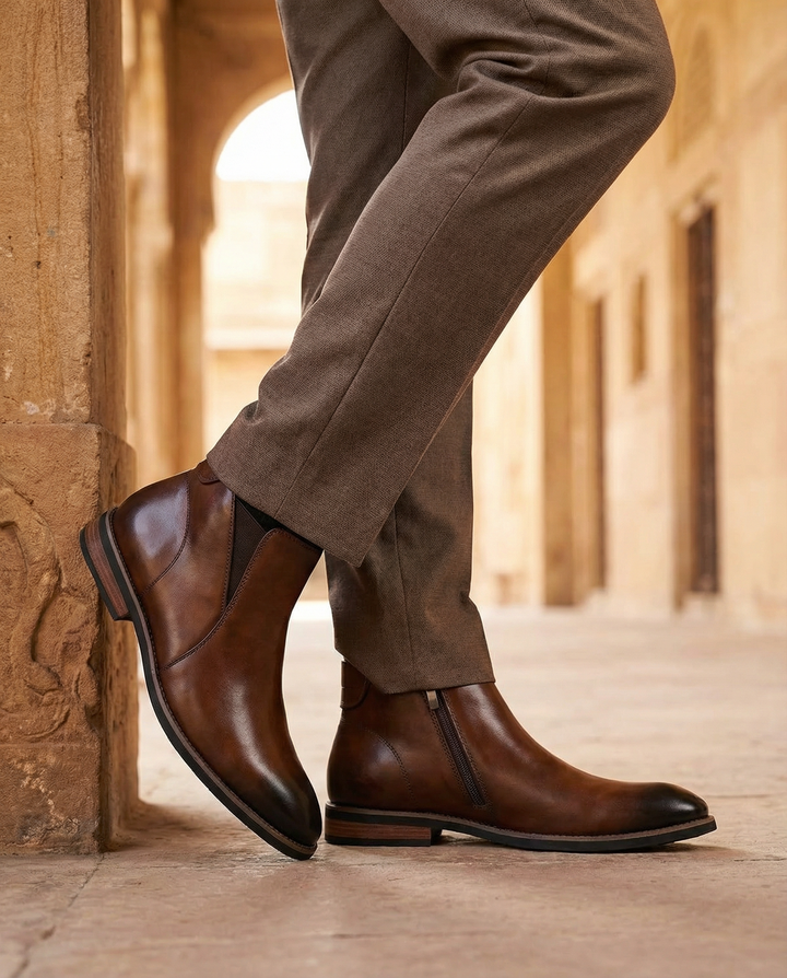Gideon | Leather Chelsea Boots with Side Zip and Clean Profile for Men