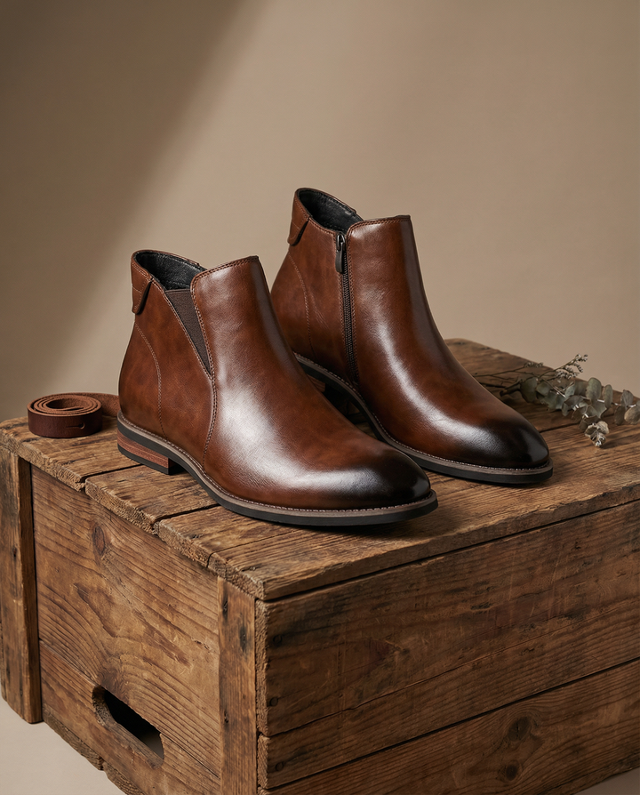 Gideon | Leather Chelsea Boots with Side Zip and Clean Profile for Men