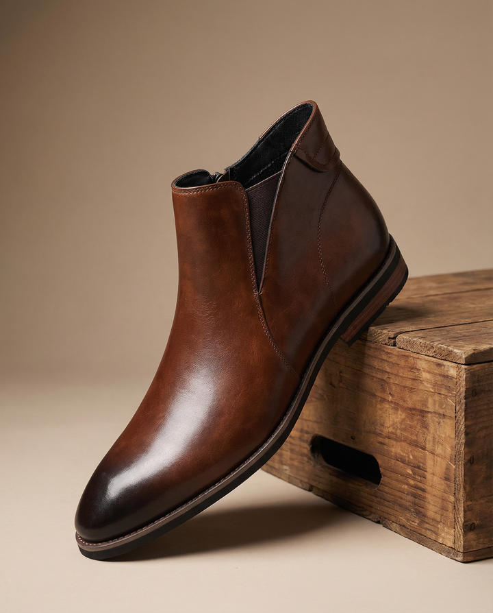 Gideon | Leather Chelsea Boots with Side Zip and Clean Profile for Men