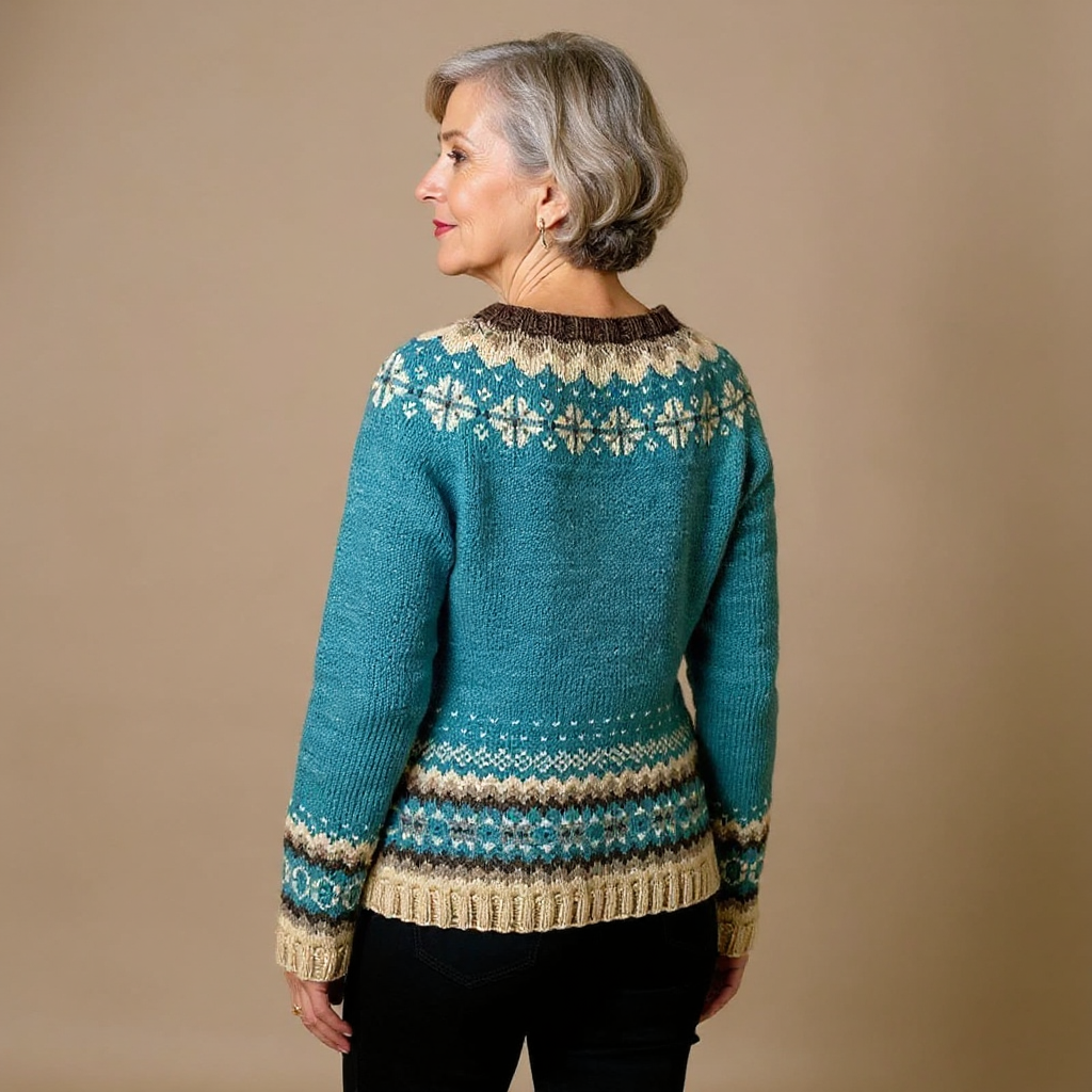 Allaira | Icelandic Inspired Knit Cardigan with Patterned Yoke for Women