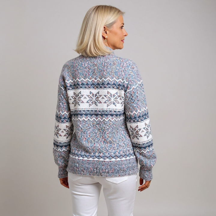 Melanie | Icelandic Style Sweater with Vibrant Colour Pattern for Women