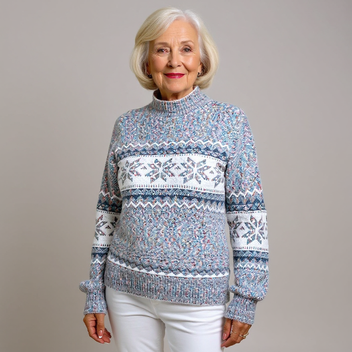 Melanie | Icelandic Style Sweater with Vibrant Colour Pattern for Women