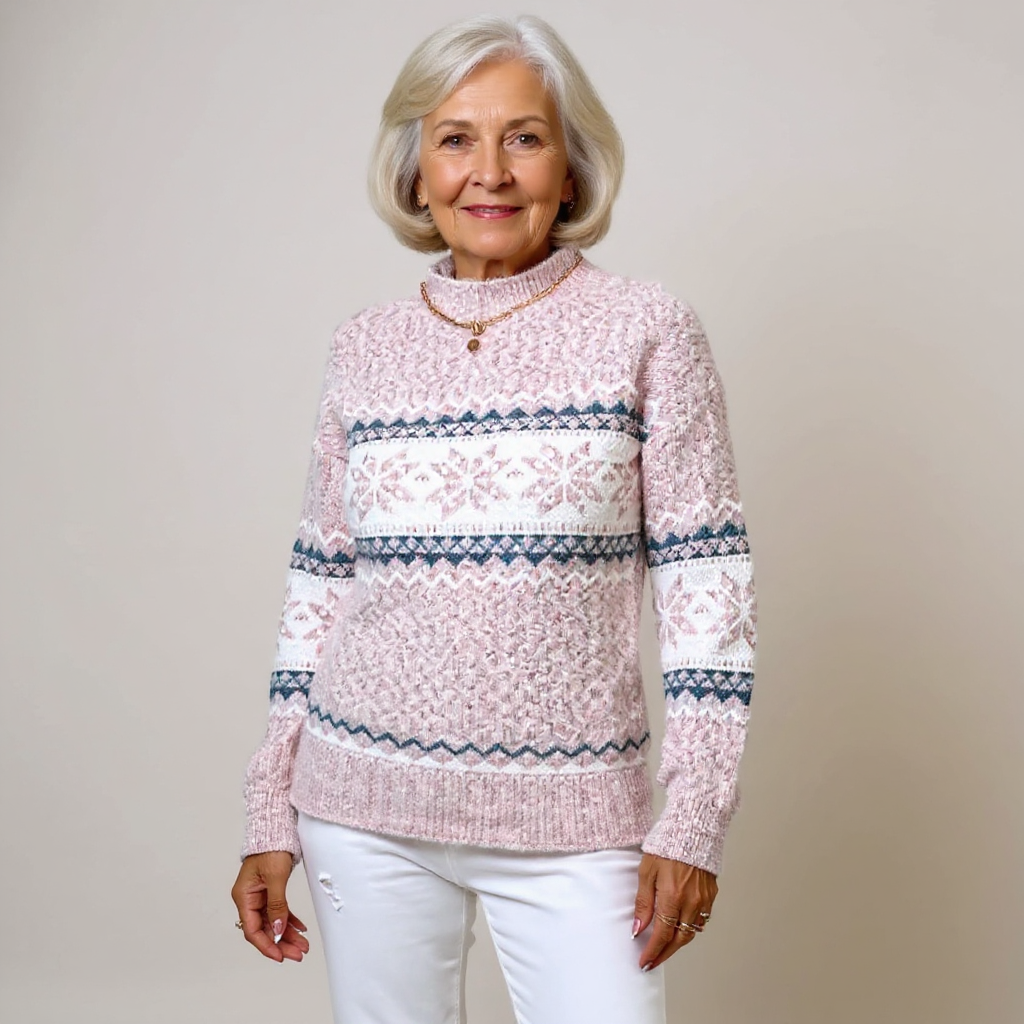 Melanie | Icelandic Style Sweater with Vibrant Colour Pattern for Women