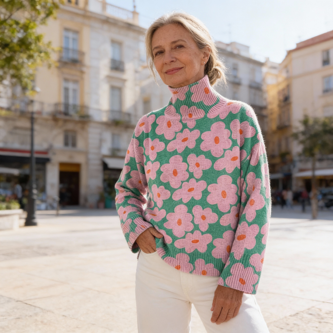 Claire | Floral Knit Sweater with Breathable Warm Fabric for Women