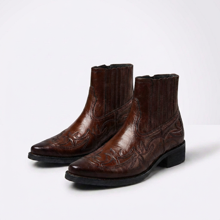 Beckett | Italian Leather Boots with Polished Vintage Finish for Men