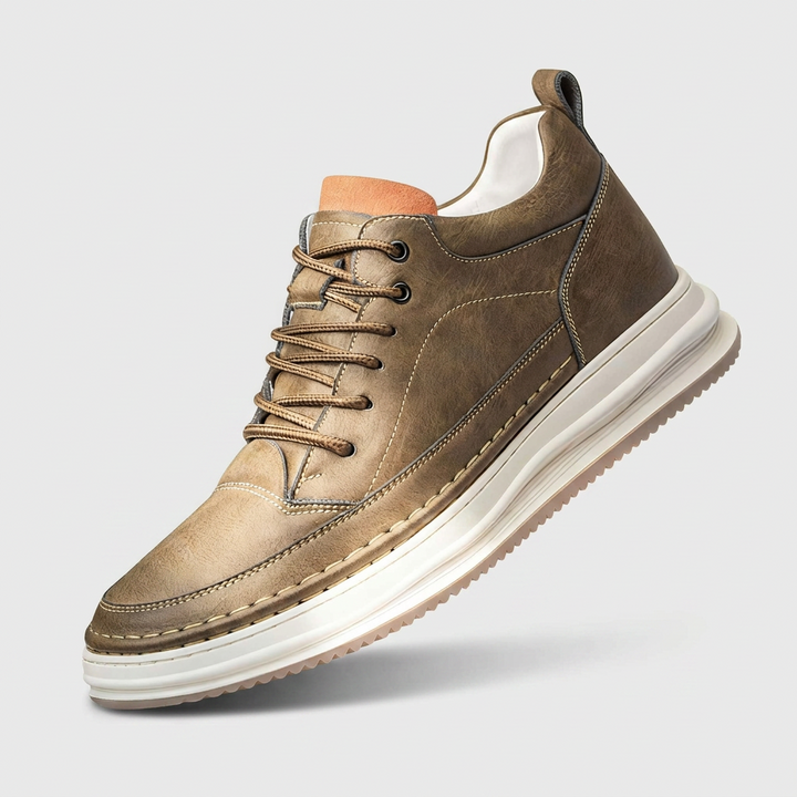 Robert | Textured Leather Sneakers with Padded Collar for Men