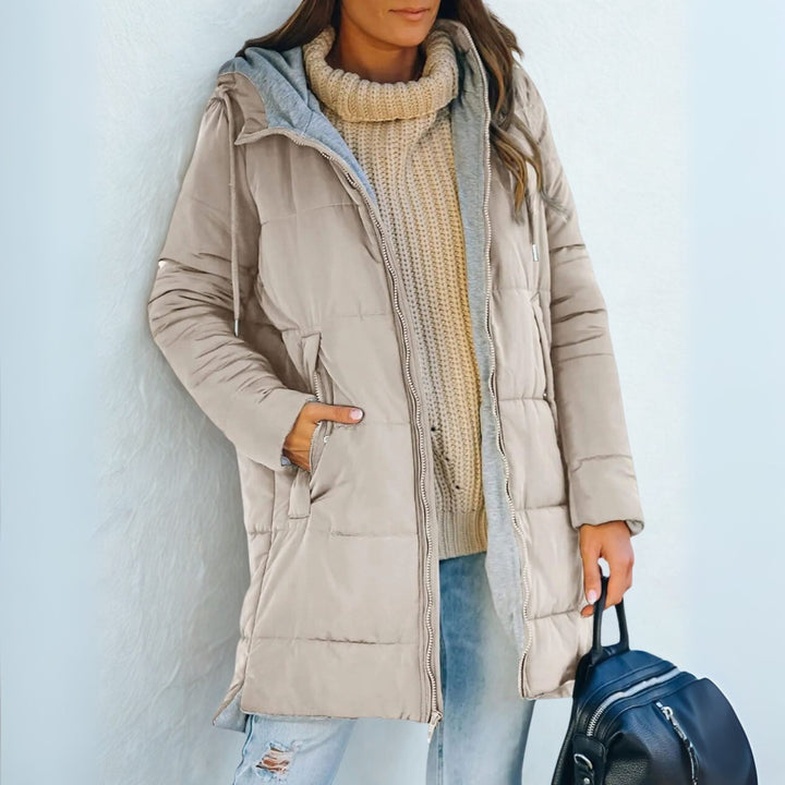 Evangeline | Long Hooded Puffer Jacket with Quilted Body for Women