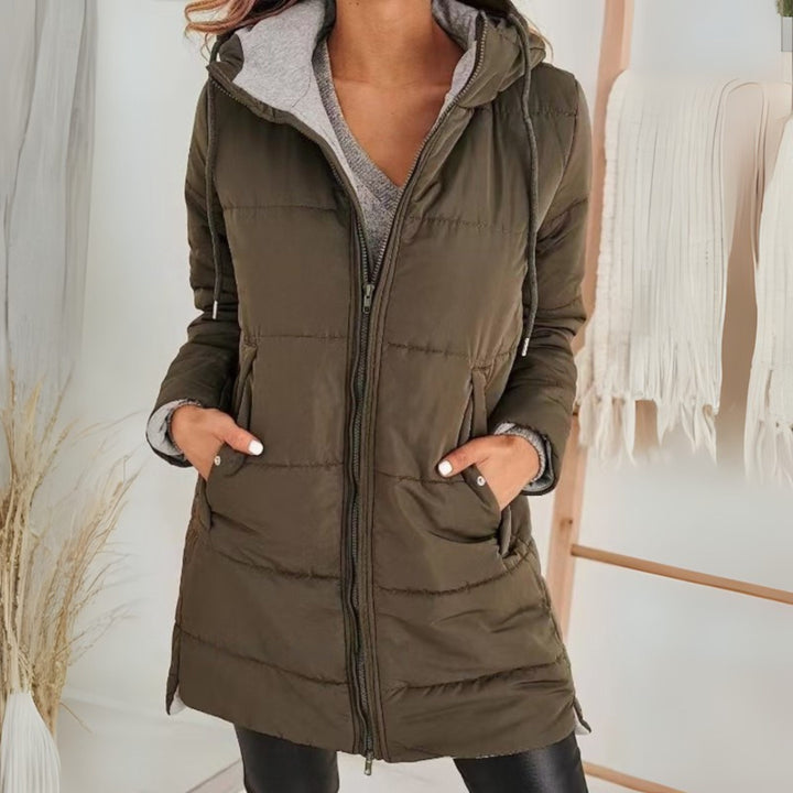 Evangeline | Long Hooded Puffer Jacket with Quilted Body for Women