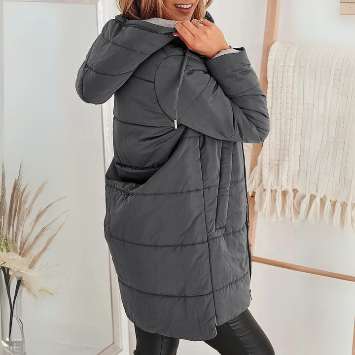 Evangeline | Long Hooded Puffer Jacket with Quilted Body for Women