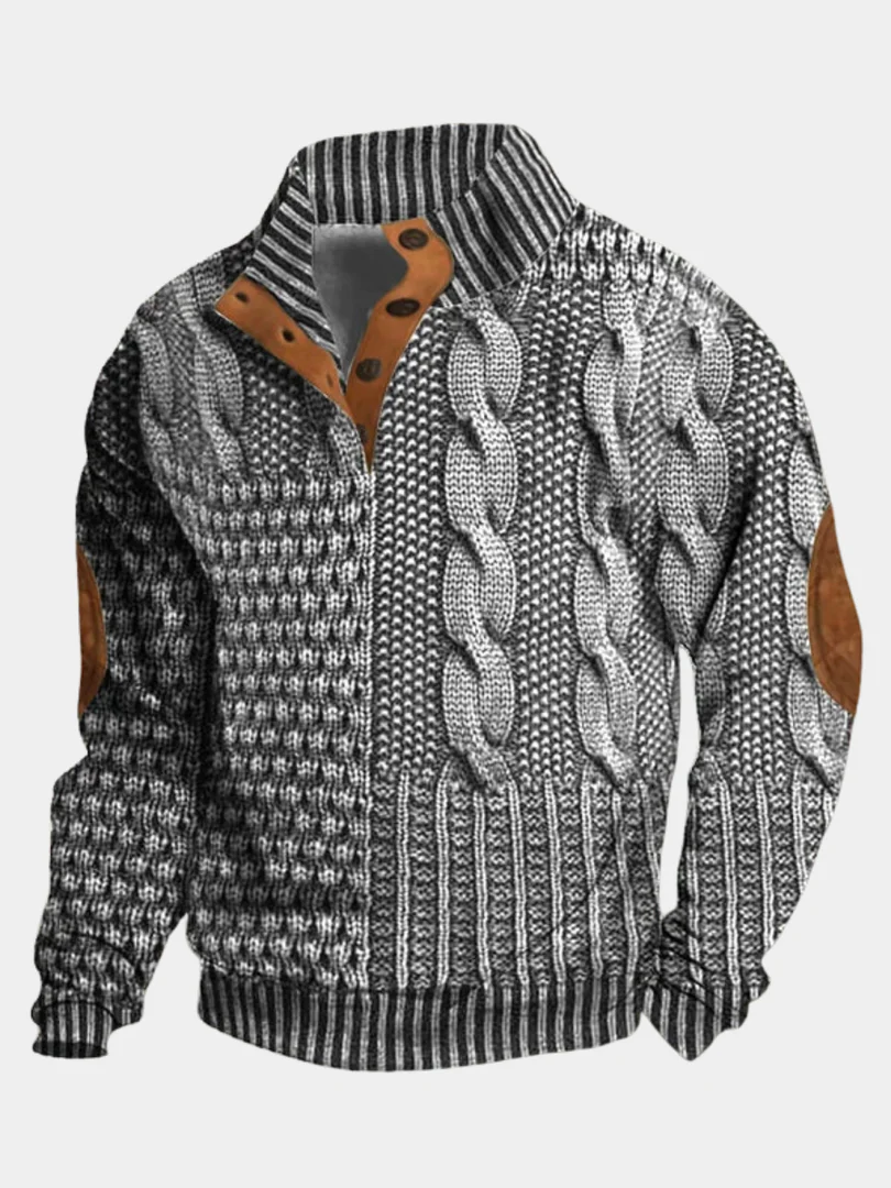 William | Thick Vintage Knit Sweater with Subtle Pattern for Men