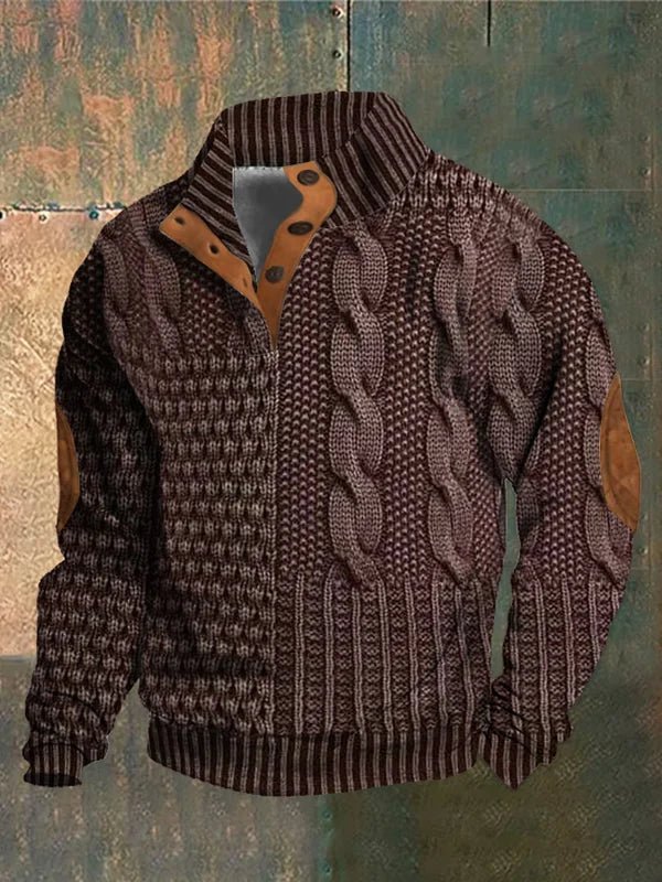 William | Thick Vintage Knit Sweater with Subtle Pattern for Men