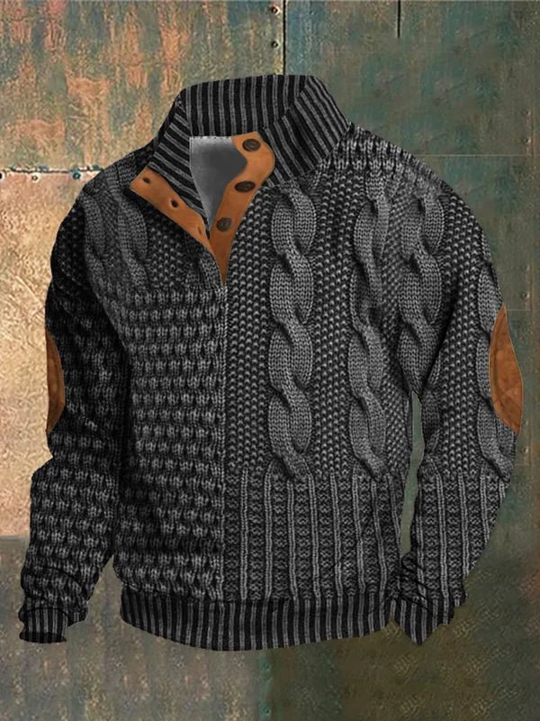 William | Thick Vintage Knit Sweater with Subtle Pattern for Men