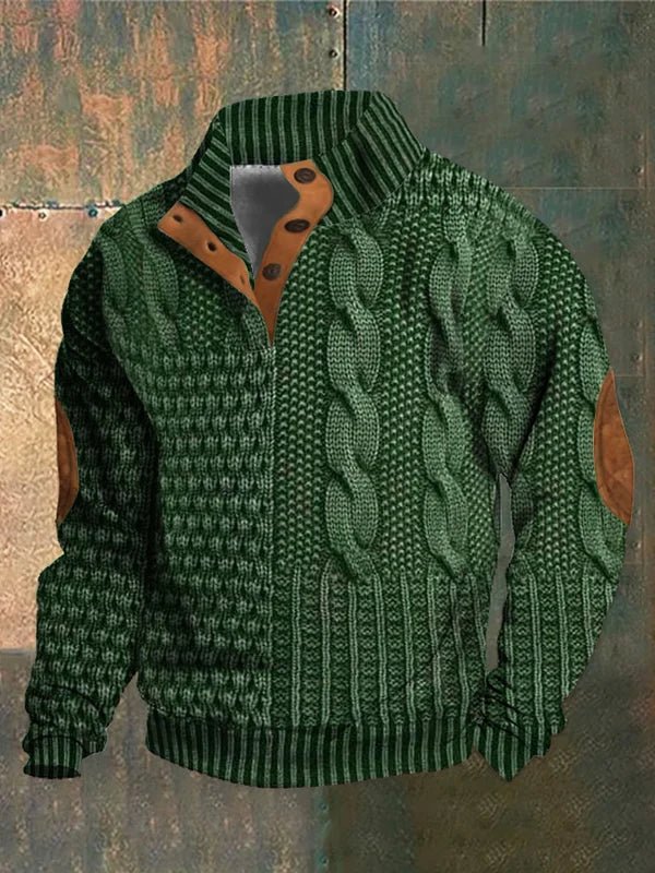 William | Thick Vintage Knit Sweater with Subtle Pattern for Men