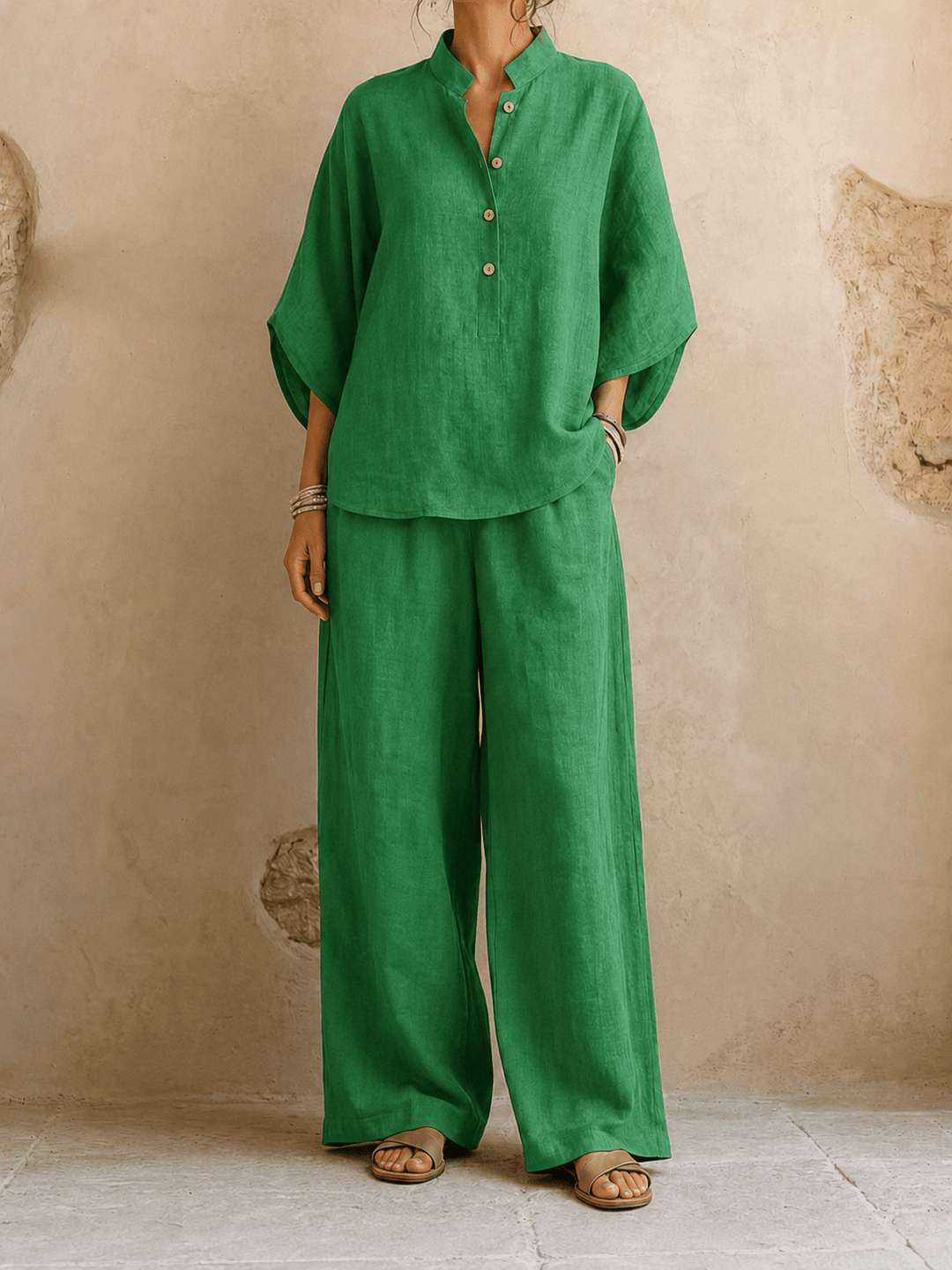 Maribel | Batwing Sleeve Top and Wide Leg Trouser Set for Women