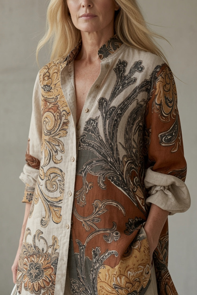 Natalie | Printed Button Up Shirt and Trouser Set for Women