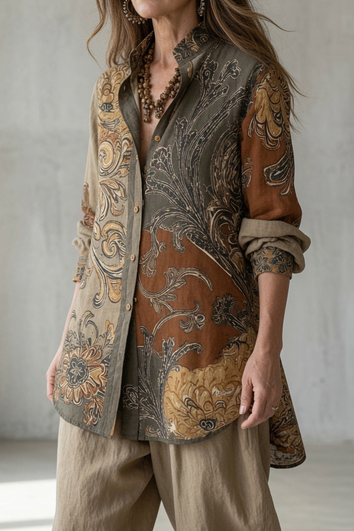 Natalie | Printed Button Up Shirt and Trouser Set for Women