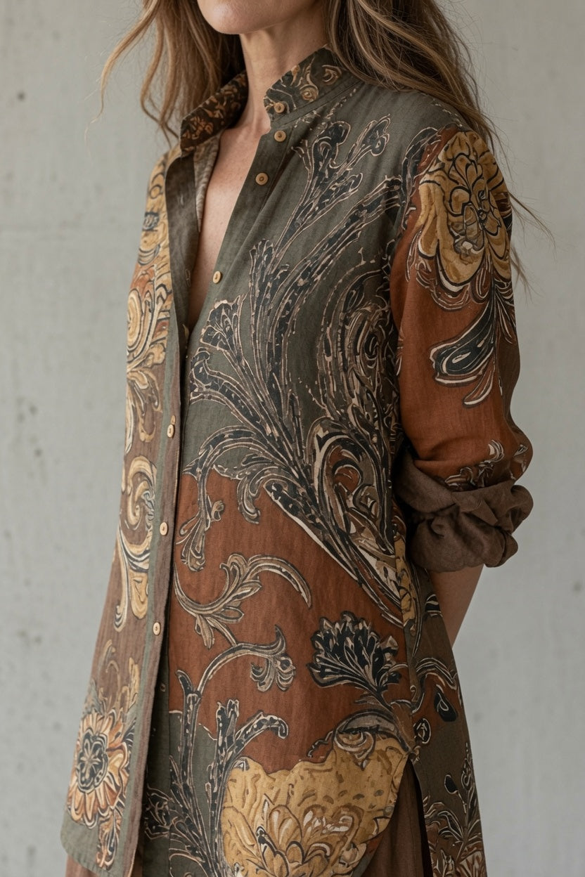 Natalie | Printed Button Up Shirt and Trouser Set for Women