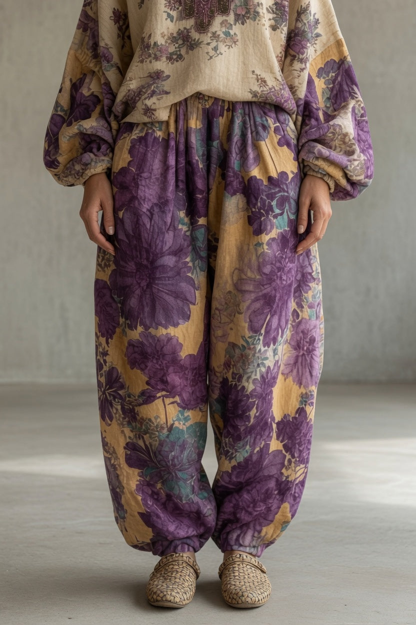 Luna | Printed Blouse and Wide Leg Trouser Set for Women