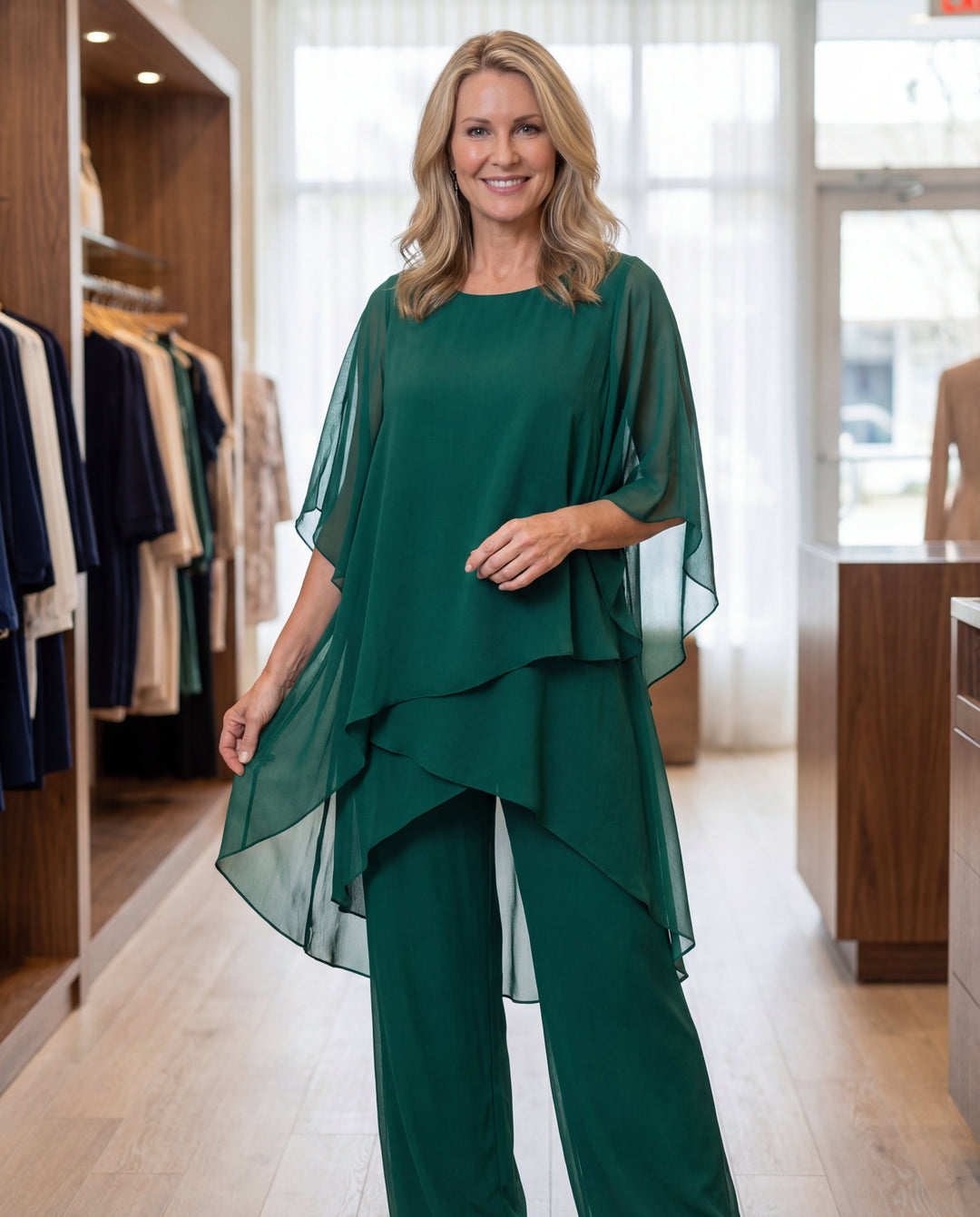 Rosalie | Two Piece Set with Layered Asymmetric Hem Top for Women