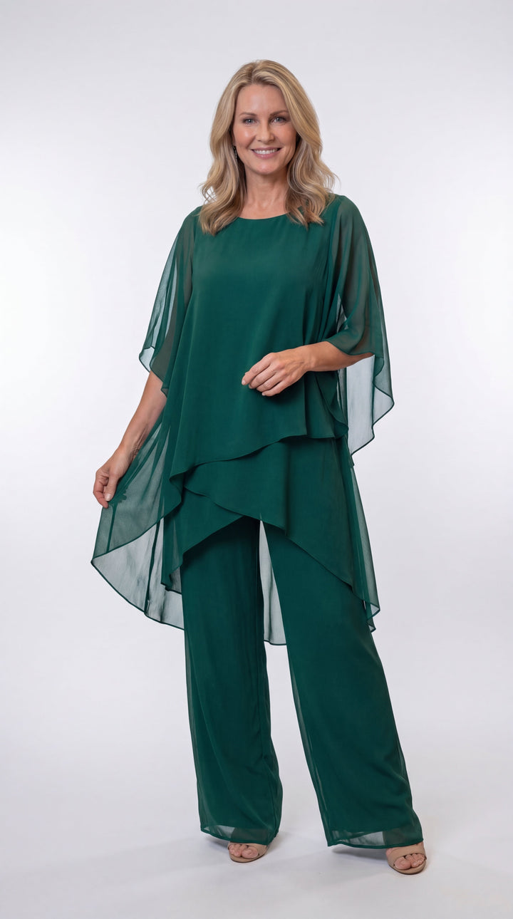 Rosalie | Two Piece Set with Layered Asymmetric Hem Top for Women