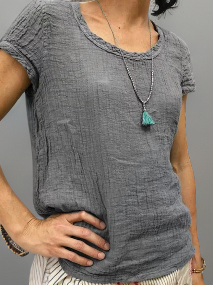 Cathy - Vintage Round Neck T-Shirt