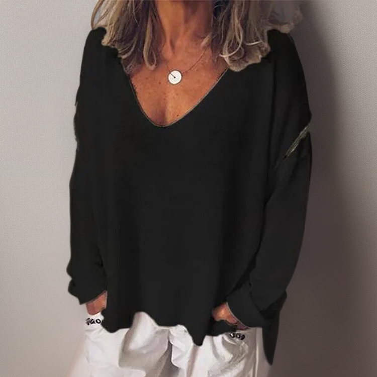 Malorie - Comfortable Long-Sleeved Shirt With A V-Neck