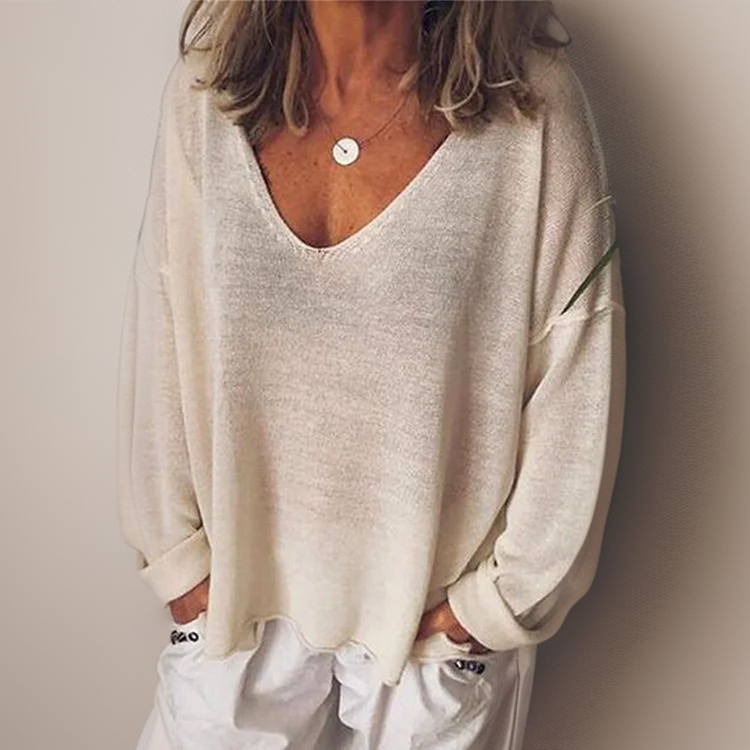 Malorie - Comfortable Long-Sleeved Shirt With A V-Neck