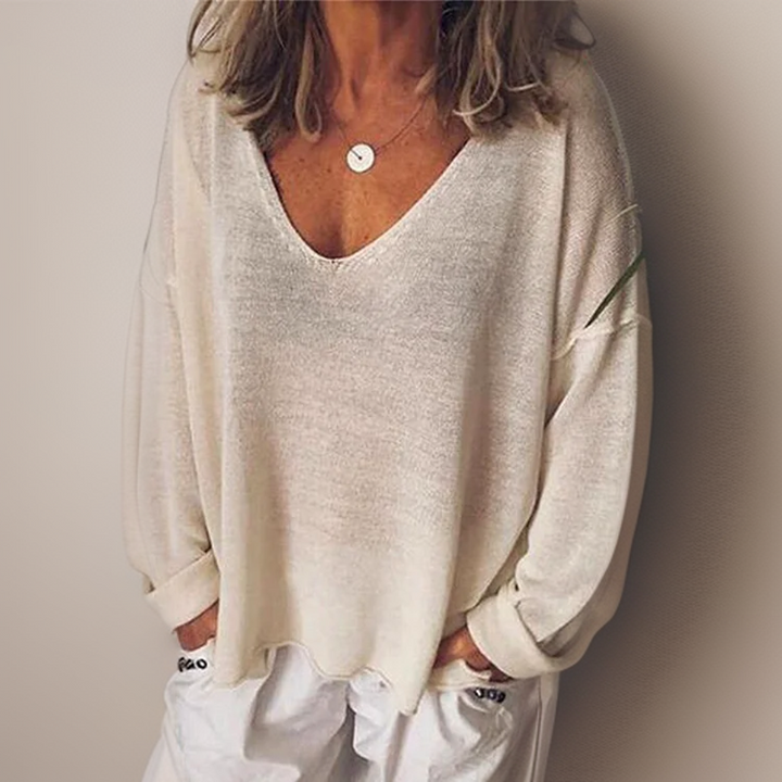 Malorie - Comfortable Long-Sleeved Shirt With A V-Neck