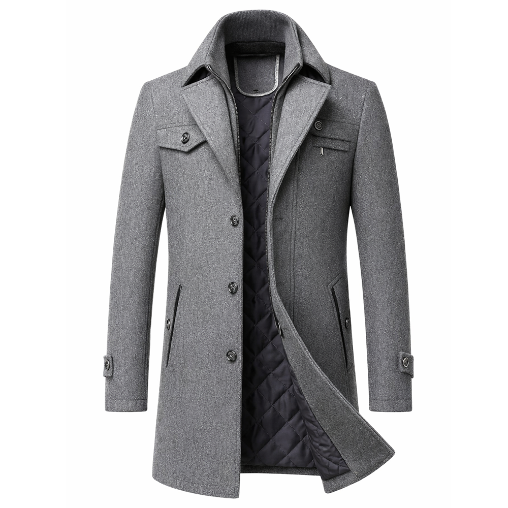 Blake | Tailored Wool Coat with Sculpted Collar and Quilted Lining for Men